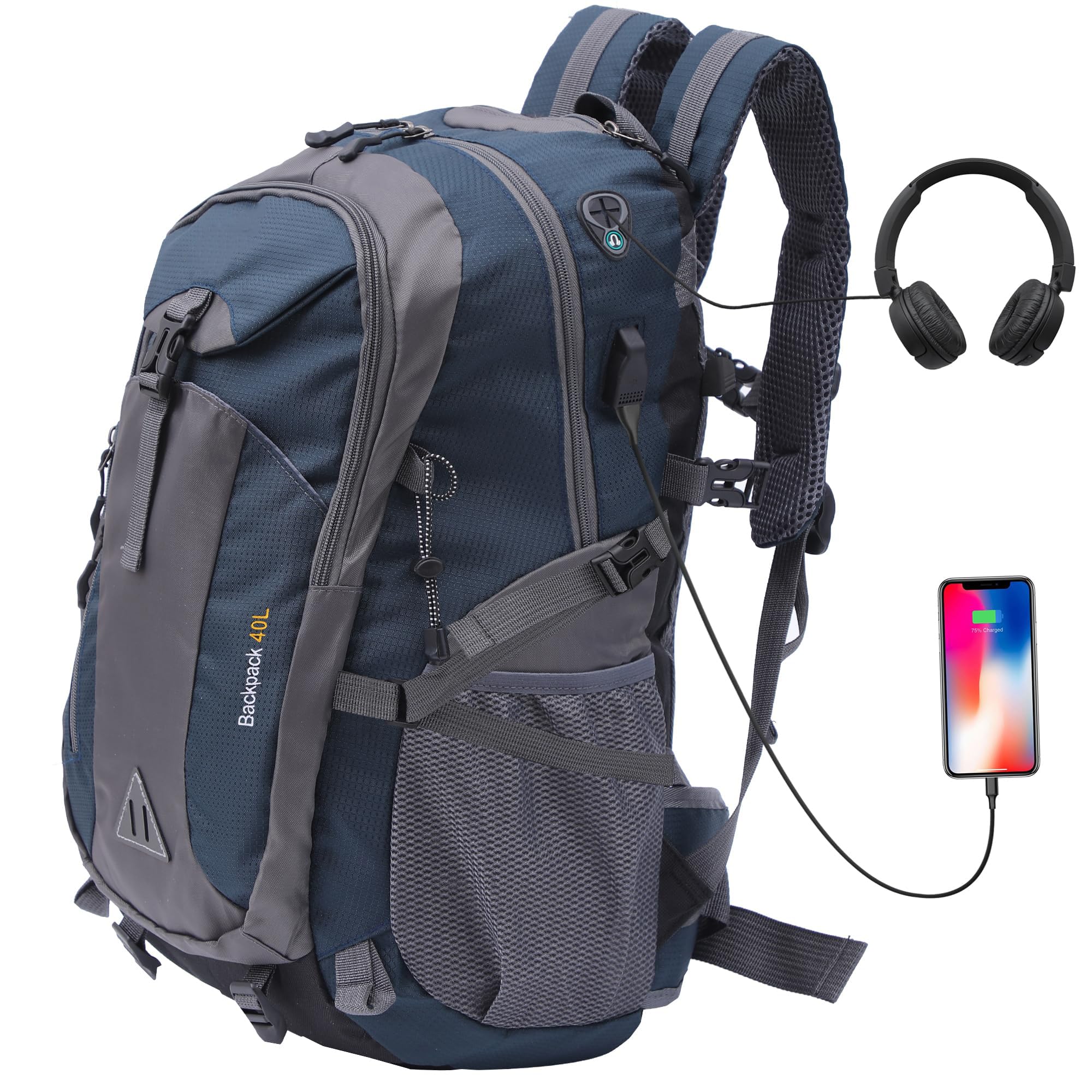 Alitifiy 40L Hiking Backpack, Hiking Rucksack Durable Waterproof Travel Bag Outdoor Sports Camping Cycling Skiing Daypack Climbing Trekking Mountaineering Gifts for Men Women (Navy Blue) — image 1