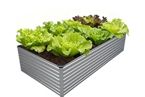 DIIYIV 8x4x2FT Galvanized Raised Garden Bed Kit,Vegetable Plant Boxes-Rectangle Metal Flower Box,Large Planter Raised Beds Outdoor Garden for Planting,Fruit,Herb-Silver