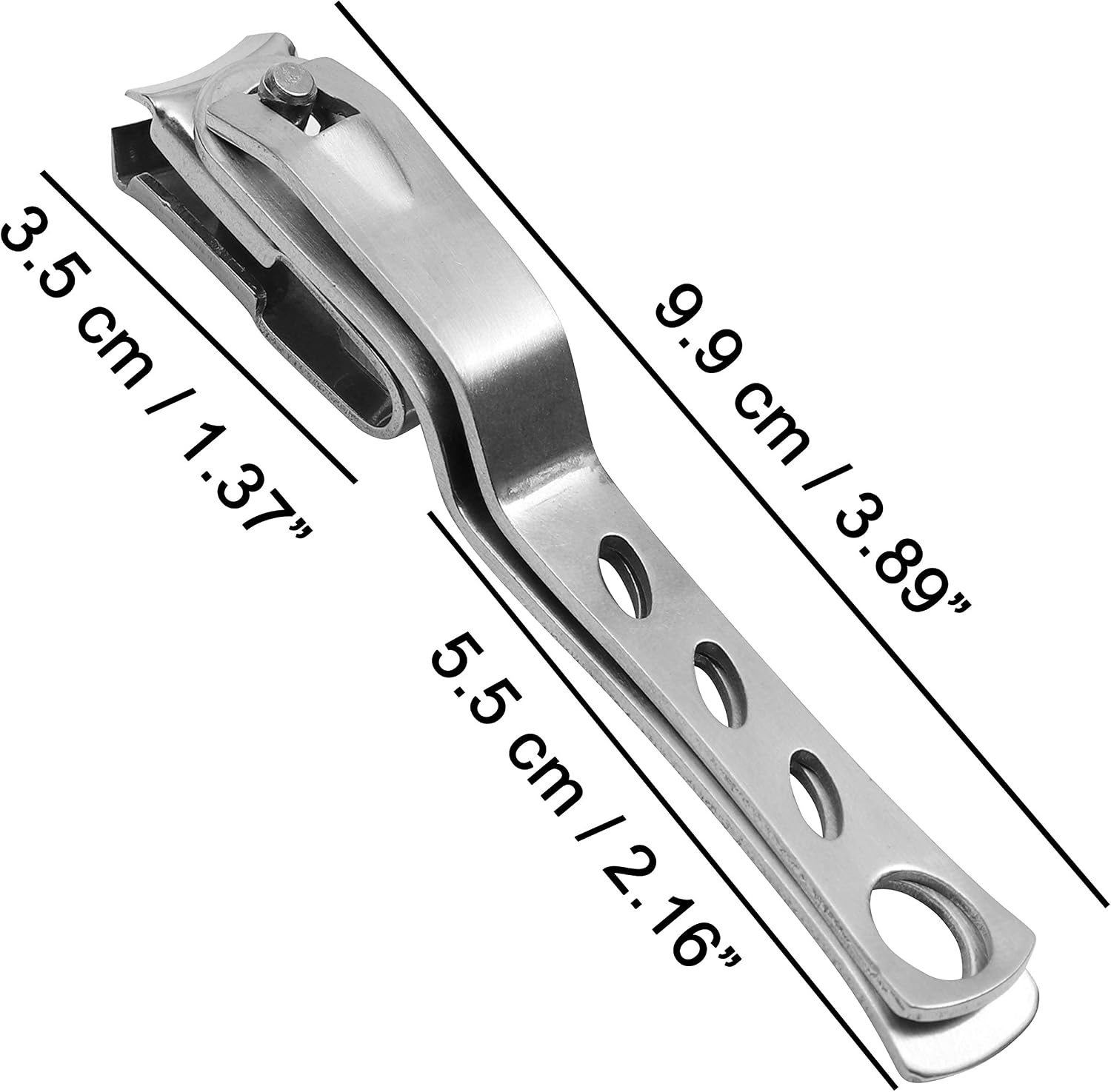 Bizarre.ly Stainless Steel Long Handled Toenail Clipper with Case, 9.9cm, 360 Degree Rotating Swivel Head - Image 3