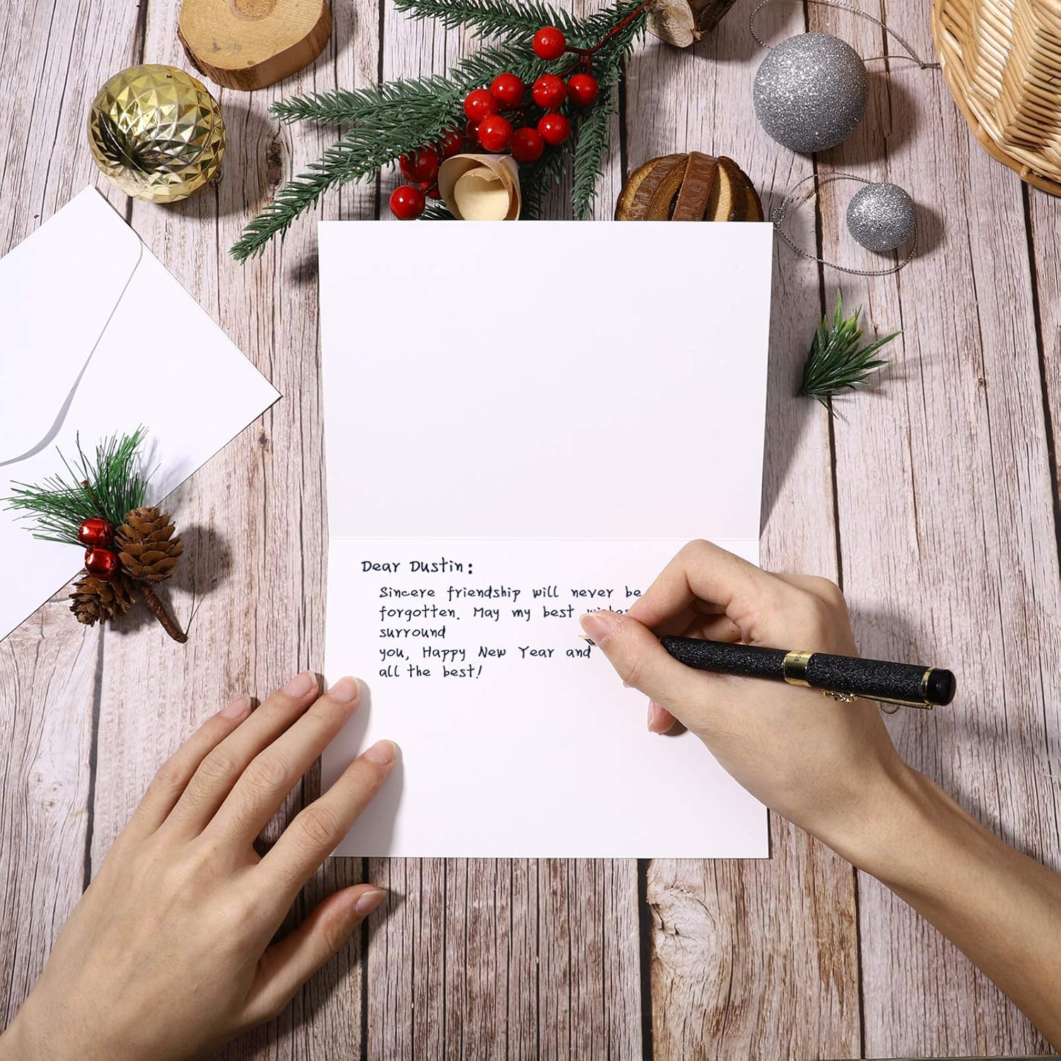 2024 Happy New Year Card - 30 Pack Golded Holiday Greeting Fold Cards with Envelopes for New Year Presents 13CM x 18CM - Image 5