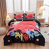 Aimuan Gaming Comforter Sets for Boys Kids Bedding Sets Video Games Console Action Buttons Novelty Colorful Game Gamepad Controller Modern Gamer Room Decor Home Quilt Set (Twin, Black)