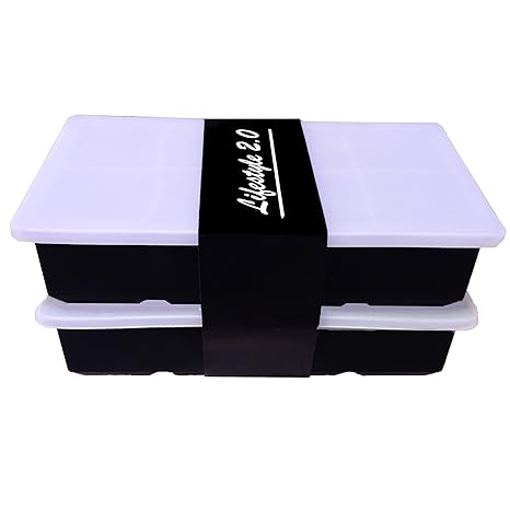 Lifestyle 2.0 Eiswürfelform Mit Deckel Aus Silikon Eiswürfelbehälter 2er Pack BPA-Frei Für 16 Große 5cm XXL Eiswürfel
