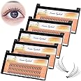 BODERMINCER 10 Root 60pcs 8-10-12-14-16mm Mixed Black Handmade False Eyelashes Natural Long Individual Eyelashes Extension Fake Lashes Makeup Beauty Cosmetic (5 PACKS-14MM)