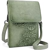 VIMUTI Small Crossbody Bags for Women Trendy Vegan Leather Cell Phone Bag Embossed Flower Design Wallet Purses with Strap