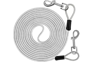 Tie Out Cable for Dogs, 20 FT Heavy Duty Dog Leads Chains for Large Dogs Up to 250 Pound, Dog Leash for Yard or Camping, Silv