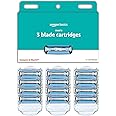 Amazon Basics 3-Blade Razor Refills for Men with Dual Lubrication, 12 Cartridges (Fits Amazon Basics Razor Handles only) (Previously Solimo)