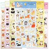Jactales Cute Cat &amp; Dog Washi Sticker Sheets for Scrapboooking &amp; Journaling | 200+ Kawaii Kitties &amp; Puppy Planner Stickers,6 Small Sheets for Adults Bullet Journals, Diariees , Stationery