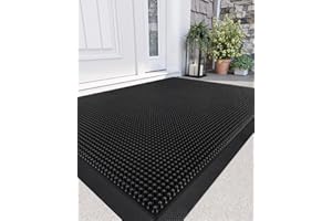 DEXI Rubber Door Mat Front Outdoor, 36x48 Non Slip Heavy Duty Entrance Rug, Waterproof Dirt Trapper Doormat Welcome for Indoo