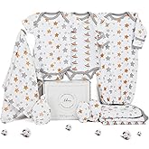 ADORR 100% Organic Cotton Baby Clothes Unisex Layette Gift Set for Boys and Girls 8-Piece New Born Essentials, 0-3 Months