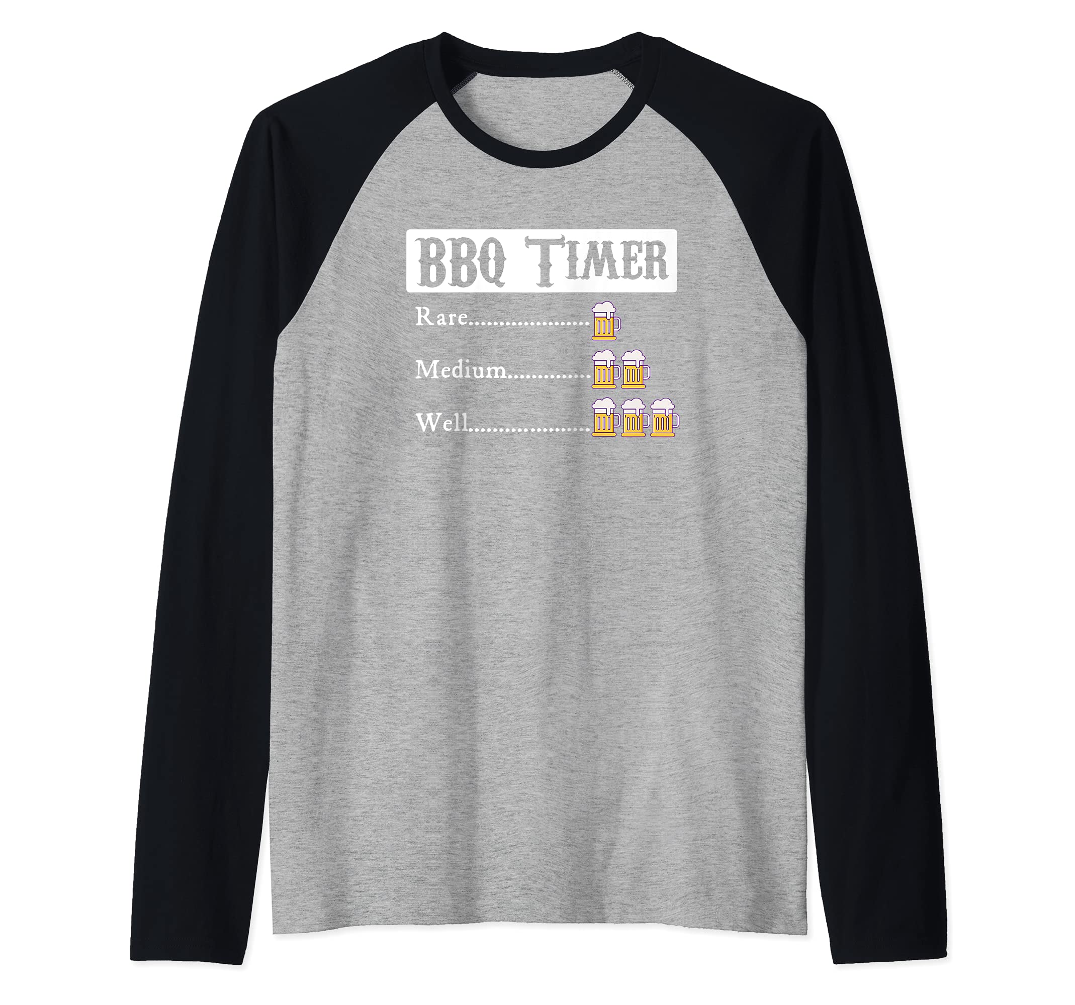 BBQ Timer Barbecue Raglan Baseball Tee