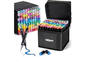 Dual Tip Alcohol Markers,100 Colors Alcohol Based Markers Artist Blendable Drawing for Adult Coloring, Books Painting Marker 