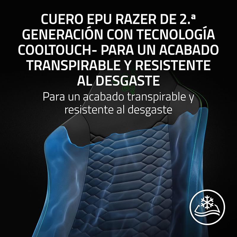 Iskur V2 X NewGen - Silla Gamer ergonómica con Comodidad Transpirable - Cuero EPU de 2.ª Gen tecnología Cooltouch - Soporte Lumbar Integrado - Base del Asiento y Arcos superanchos | Negro
