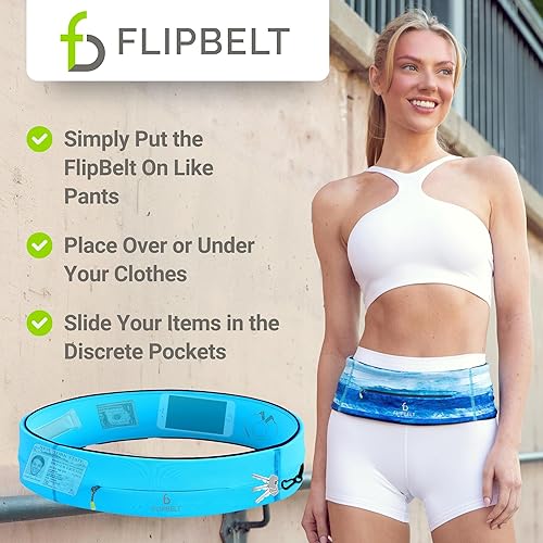 FlipBelt Zipper Running Belt, Waist Pack for Fitness and Running Fanny Pack  for Women Men Phone Keys Money US