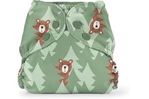Esembly Cloth Diaper Cover - Reusable Swim Diaper, Waterproof, Breathable - Adjustable Outer Layer Over Absorbent Inner for Blowout Protection - Peek-a-Bear, Size 2 (18-35lbs)