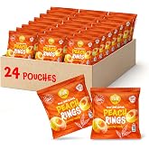 Peach Rings, Peach Gummy Candy Individually Wrapped - 24 Packs | Sweet and Sour Candy for Classroom, Candy for Goodie Bags, Soft Gummy Rings