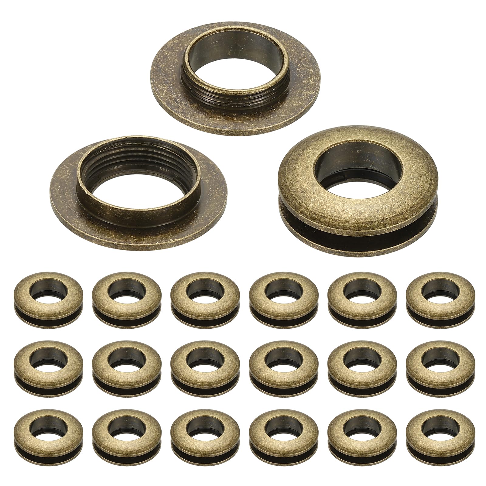 PATIKIL 15.5mm(5/8 inch) Solid Brass Hole Eyelets, 20 Pcs Arc Surface Self Backing Grommets with Washer for Shoes Clothes Crafts Bag Leather Craft, Bronze — image 1