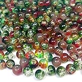 Chuxin 420pcs Crackle Glass Beads for Jewelry Making, 6mm Colors Crystal Glass Bead, Round Spacer Bead, Crafts Crystal Bulk Loose Beads for DIY Craft Earring Necklace Bracelet Jewelry