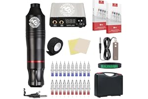 Dragonhawk Cartridge Tattoo Machine Kit Pen Rotary Tattoo Machine Cartridge Needles Power Supply for Tattoo Artists 1013-7 (A
