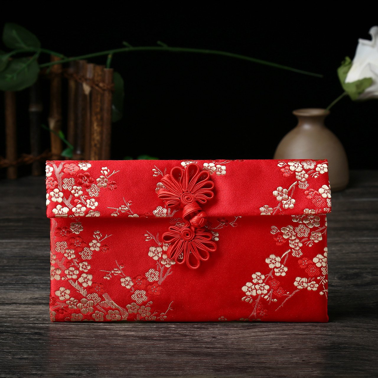 Silk Red Envelopes,3pcs Chinese Element HongBao Card Envelopes Gift Wrap Bags Red Lucky Money Pockets for New Year,Spring Festival,Birthday and Wedding