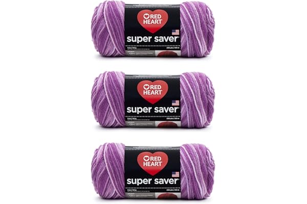 Red Heart Super Saver Purple Tones Yarn - 3 Pack of 141g/5oz - Acrylic - 4 Medium (Worsted) - 364 Yards - Knitting/Crochet