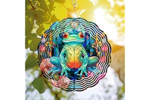 64DECALS 64memory Frog Wind Spinner, Frog Wind Spinner Hanging for Yard and Garden, Unique Gift Wind Spinner, 3D Hanging Wind Spinner Outdoor, Cute Frog Wind Spinner (Frog)
