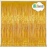 Gold Tinsel Backdrop Party Decorations, Melsan 3.2