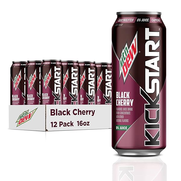 MOUNTAIN DEW KICKSTART, BLACK CHERRY, 92MG CAFFEINE, VITAMINS...