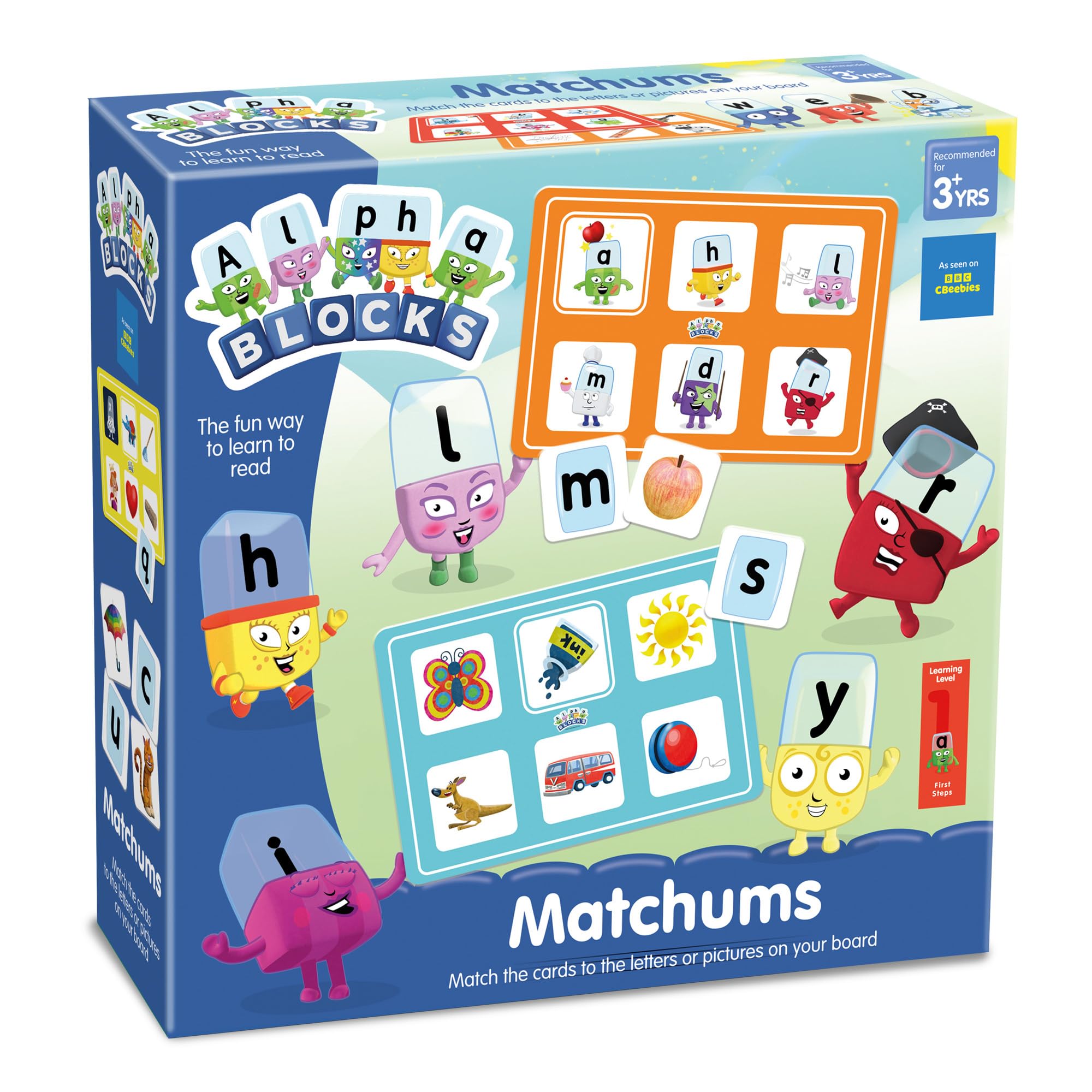 ALPHABLOCKS - Matchums Learning Game - Alphabet Flash Cards & Phonics Games with 5 Double-Sided Boards & 60 Cards - Interactive Alphabet Toys for Letter Recognition - 4 Ways to Play
