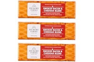 Hickory Farms Smoked Bacon & Cheddar Cheese Blend - 3 Pack | Gourmet Charcuterie Cheese, Perfect for Charcuterie Boards