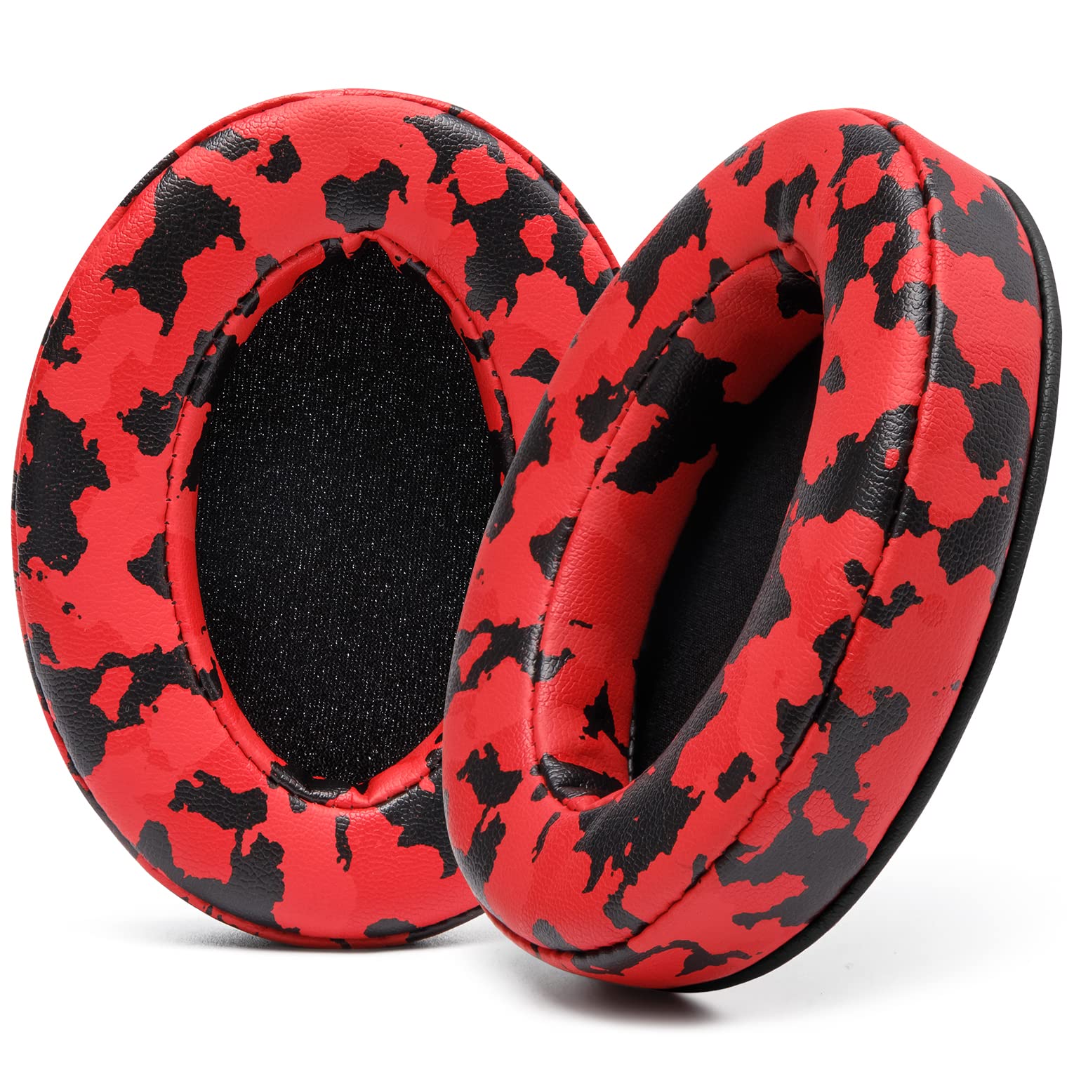 WC PadZ - The Ultimate Upgraded Earpads by Wicked Cushions - Compatible With Audio Technica, HyperX, SteelSeries Arctis & More - Extra Thick - Bigger Opening - Softer Memory Foam | Red Camo