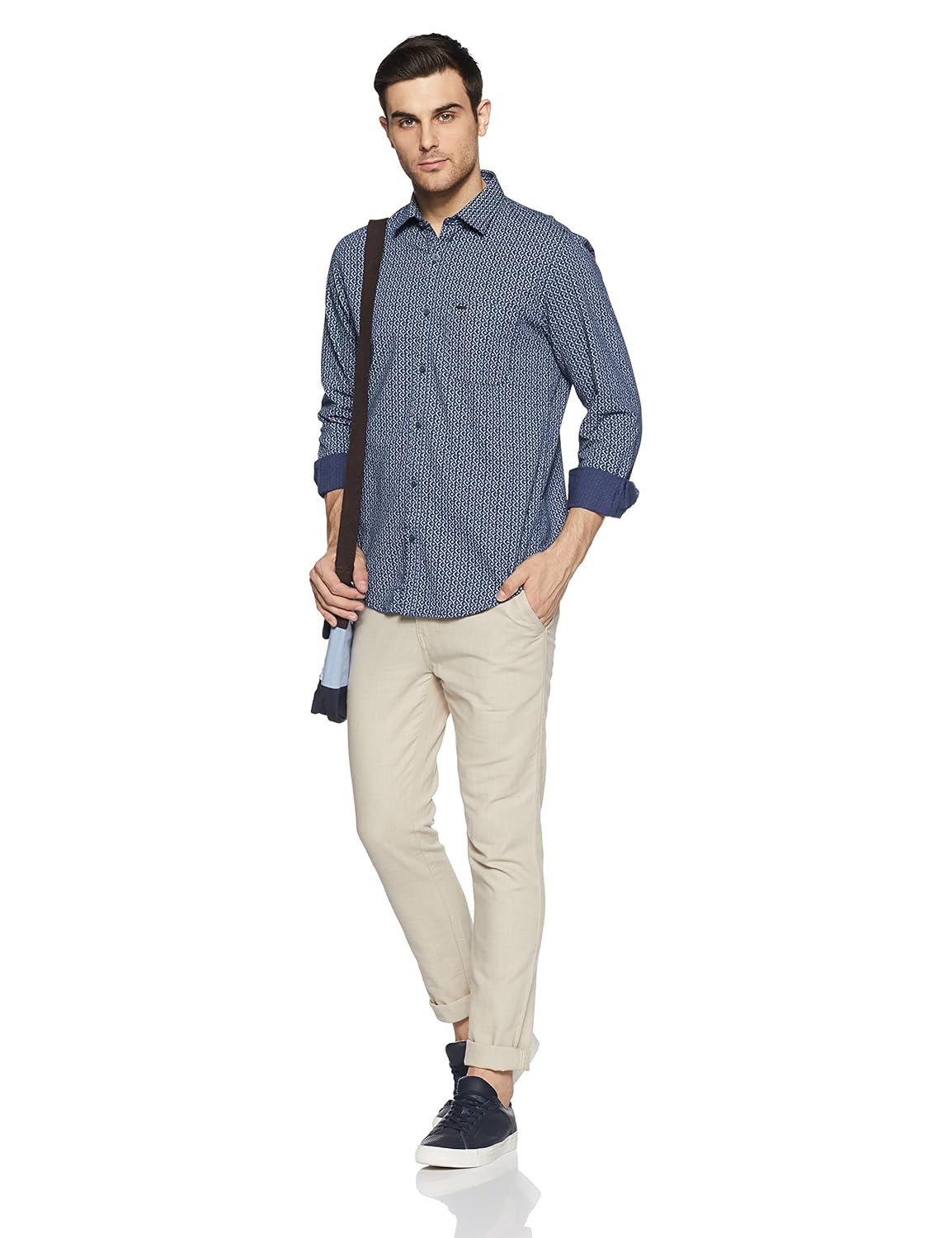 peter england men's printed slim fit casual shirt