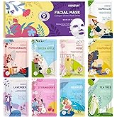 9 Pack Hydrating Face Masks Skincare, Bulk Sheet Face Mask for Dry Skin, Collagen Facial Masks Spa Gifts for Women Skin Care, Valentines Day Gifts, Mothers Day Gifts for Mom, Teacher and Nurse Gifts