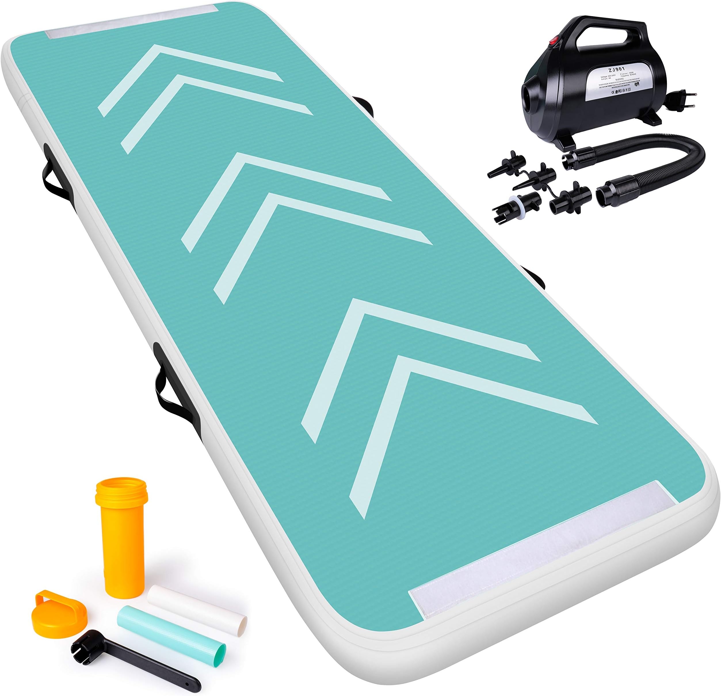 rolimate Air Track Tumbling Mat Inflatable Gymnastics Mats 6.5/10/13/16/20/23/26ft Gym Mats with 600W Electric Air Pump, 4/8 inches Thickness for Gymnastics Training