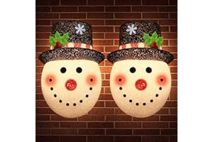 WHOLEV 2 Pack Christmas Porch Light Covers – Snowflake Snowman Outdoor Christmas Decoration, Easy Installation, Waterproof an