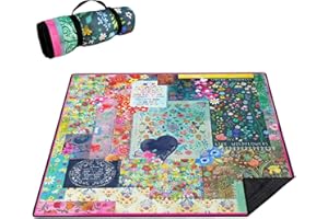 Cuslnox Picnic Blankets Waterproof Foldable Extra Large, 80"x 80" Outdoor Beach Blanket Waterproof Sandproof, 3-Layer Lightweight Handy Mat Tote Picnic Camping Rugs for Outside Your Rv