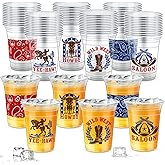 M AMFEOV 60 Pcs Cowboy Party Decorations Plastic Cup, 16 oz Cowboy Cups, Western Party Decorations Disposable Beer Cups for Western Rodeo Themed party