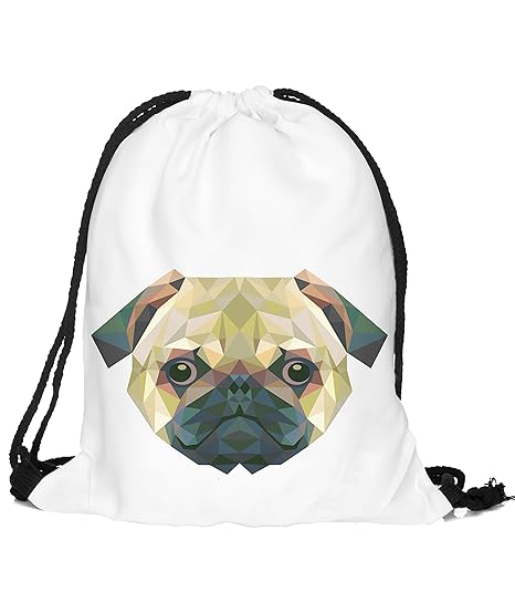 BetterStylz Jahn2 MOPS Polygon Turnbeutel Rucksack Sport Beutel Gymsack Hipster Tasche vers. Design (ca. 32 x 39 cm) (One Siz