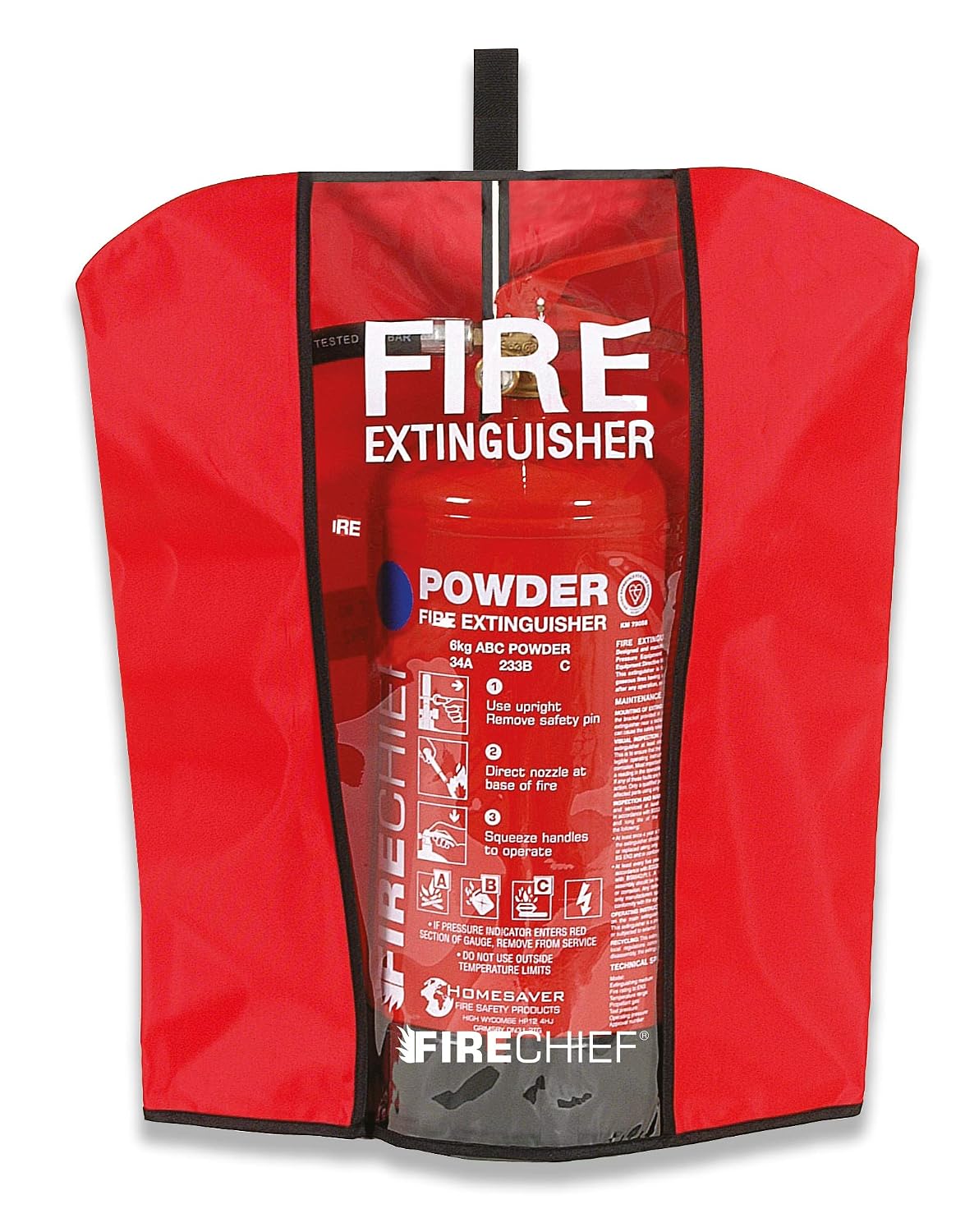 Firechief Medium Fire Extinguisher Cover, Red Cover for 9kg Fire Extinguishers, Workplace Safety, Suitable for Powder Foam - Image 3