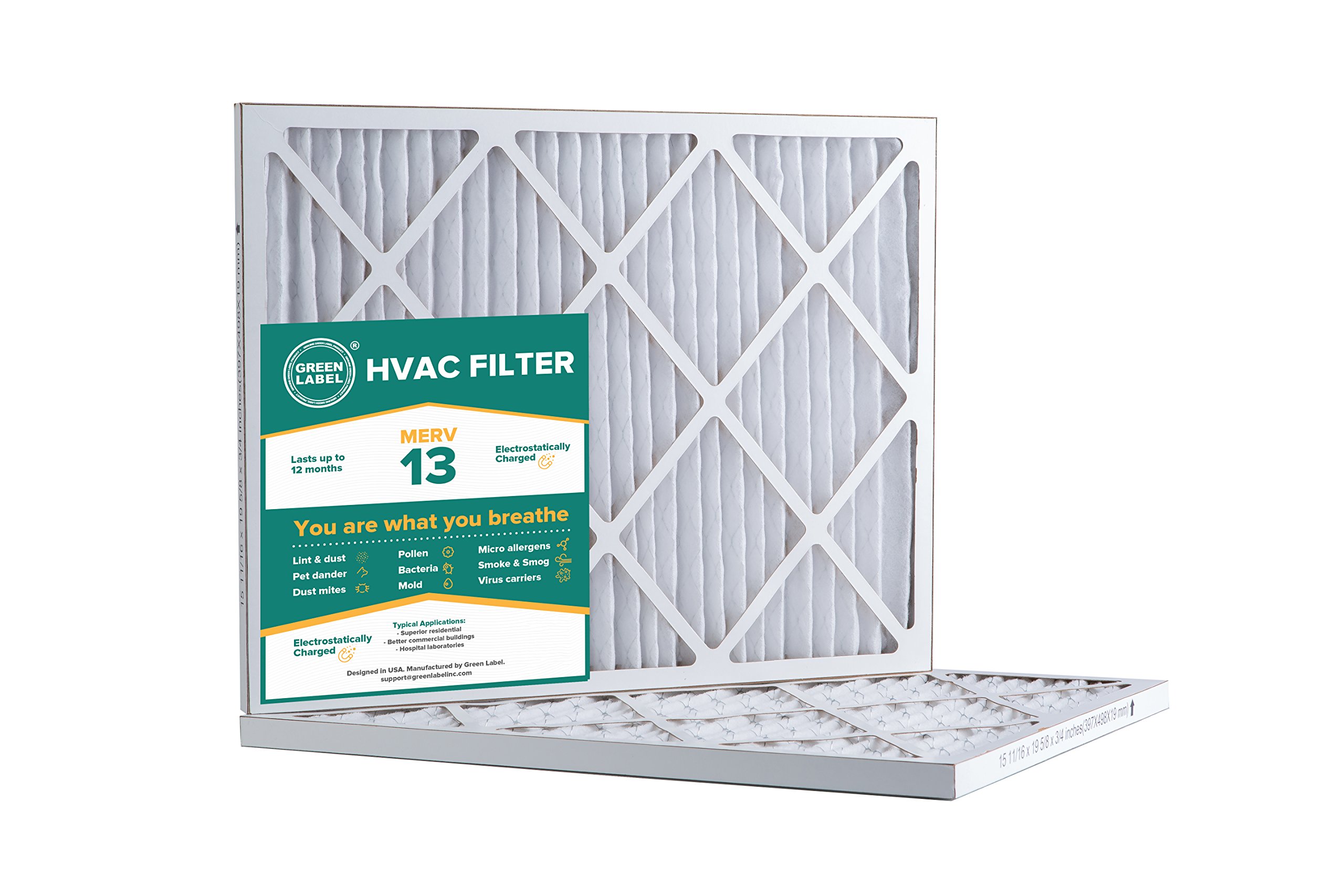 Green Label HVAC Air Filter 16x25x1, AC Furnace Air Ultra Cleaning