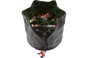 Forged Dice Co. Pouch of The Endless Hoard Dice Bag - Holds Over 1,000 Polyhedral Dice - Dice Storage Bag with 7 Pockets - Perfect for Bulk Dice - Black/Green