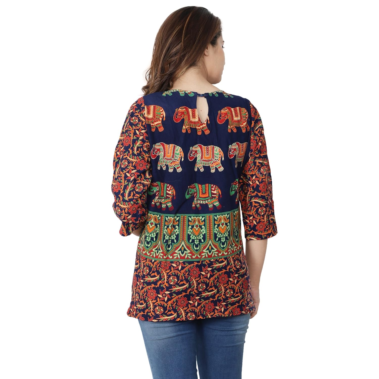 theurbanstreet 100% cotton rajasthani printed women's a-line top