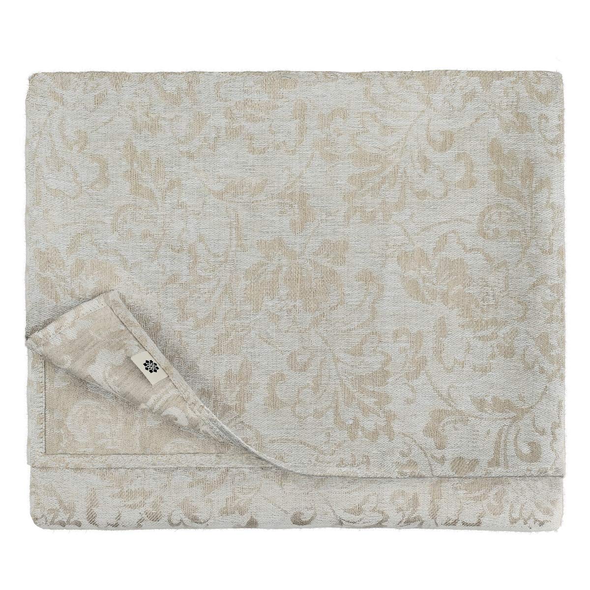 Linen & Cotton Damask Tablecloth CERVO, 100% Linen - 147 x 300cm (58.8'' x 120''), Floral Pattern