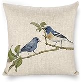 Decgarsun Throw Pillow Covers Decorative Bird Watercolor Linen Pillow Case 18x18 for Sofa Couch Bedroom Living Room Car