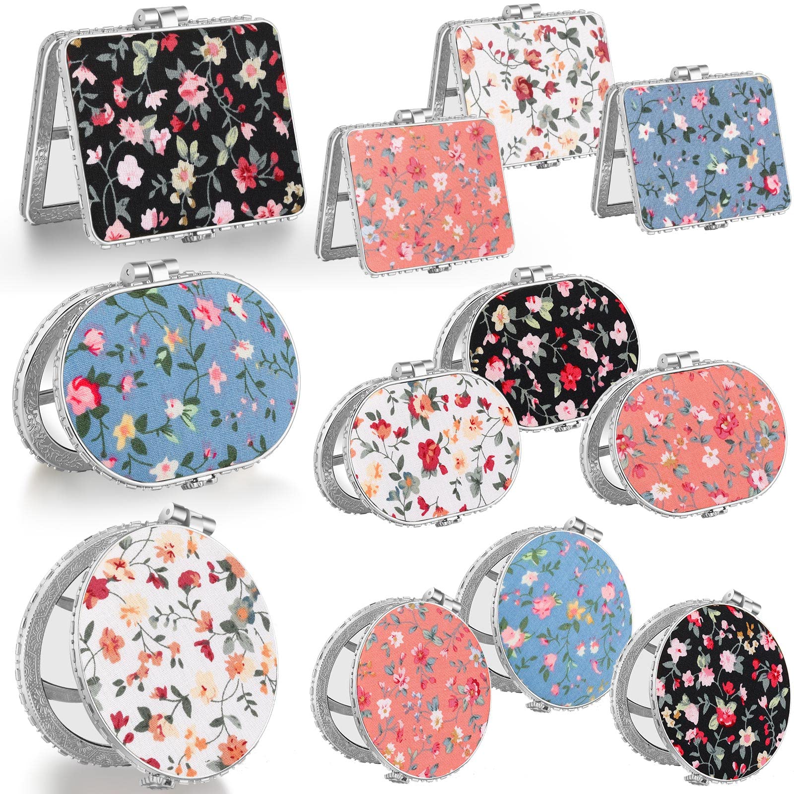 Photo 1 of Blulu 24 Pcs Compact Mirror for Purse Bulk Small Flower Pocket Mirror Folding Floral Retro Return Gifts for Women Makeup Travel Portable(Silver Edge)
