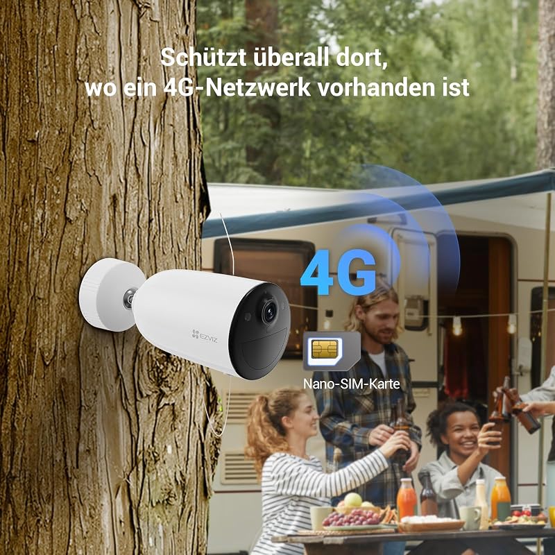 4G LTE Akku Überwachungskamera, 2K kabellose Außenkamera mit AOV-Modus, Personen-/Fahrzeugerkennung, Farbnachtsicht, 2-Wege-Audio und aktive Verteidigung, ohne WLAN, CB3