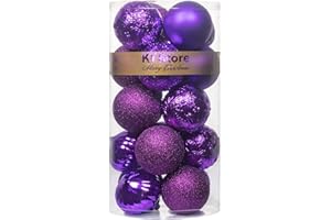 KI Store Purple Christmas Balls 20pcs 3.15-Inch Christmas Tree Decoration Ornaments for Halloween Xmas Tree Holiday Wreath Garland Decor Ornaments Hooks Included