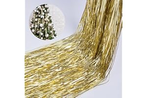 YUKL Tinsel Icicles 4000 Strands Metallic Gold Tinsel Christmas Tree Streamer Party Decoration 18 Inch Tinsel for Christmas Tree Icicles Indoor Outdoor Xmas New Year Disco Birthday Party Supplies