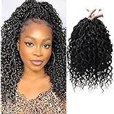 Goddess Locs Crochet Hair 8Packs Faux Locs(1B, 10inch(Pack of 8)) | 10Inch Boho Crochet Locs With Curly Ends River Hippie Bohemian Locs Crochet Hair for Black Women Crochet Braids