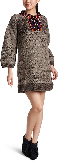 Amazon コーエン Coen ネパール手編みニットワンピース2 23 Beige Free ワンピース チュニック 通販