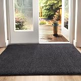 DEXI Dirt Trapper Indoor Door Mat 80x120 cm Non-Slip Machine Washable Black Grey